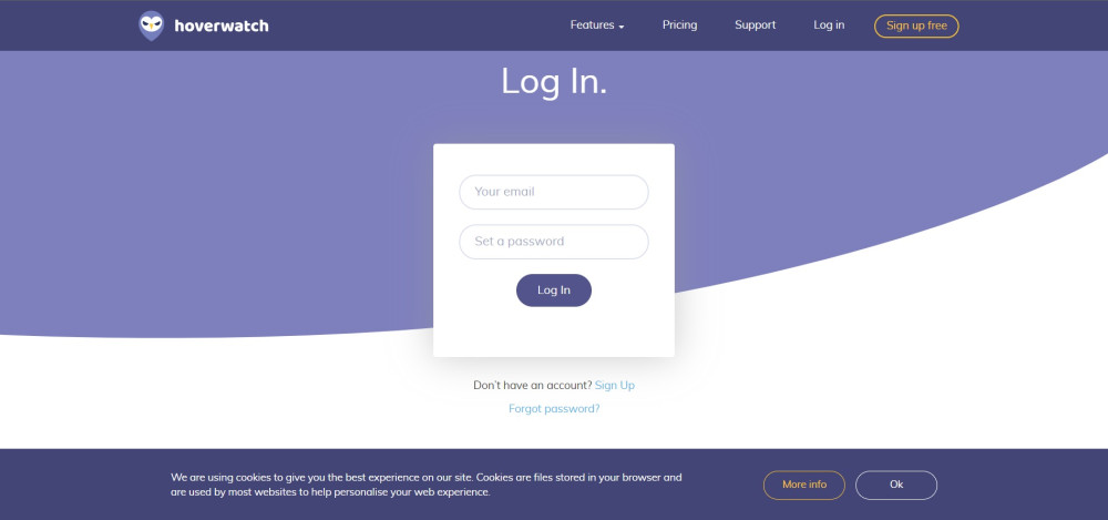 Hoverwatch login page